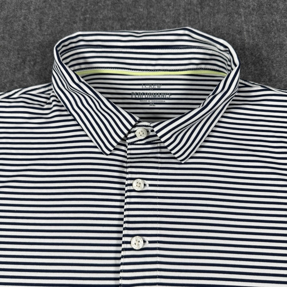 J.Crew Performance Men's XL Polo Shirt Navy White Stripe Stretch Golf